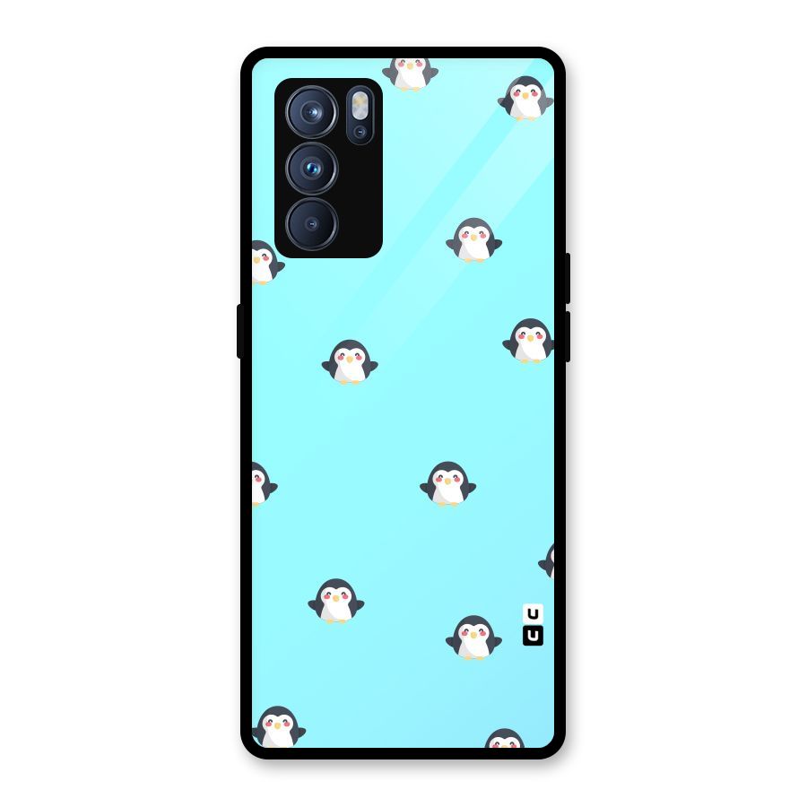 Penguins Pattern Print Glass Back Case for Oppo Reno6 Pro 5G