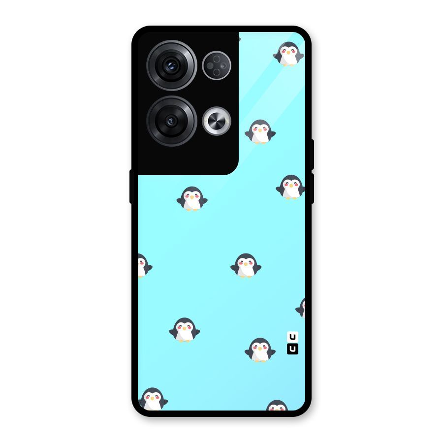Penguins Pattern Print Glass Back Case for Oppo Reno8 Pro 5G