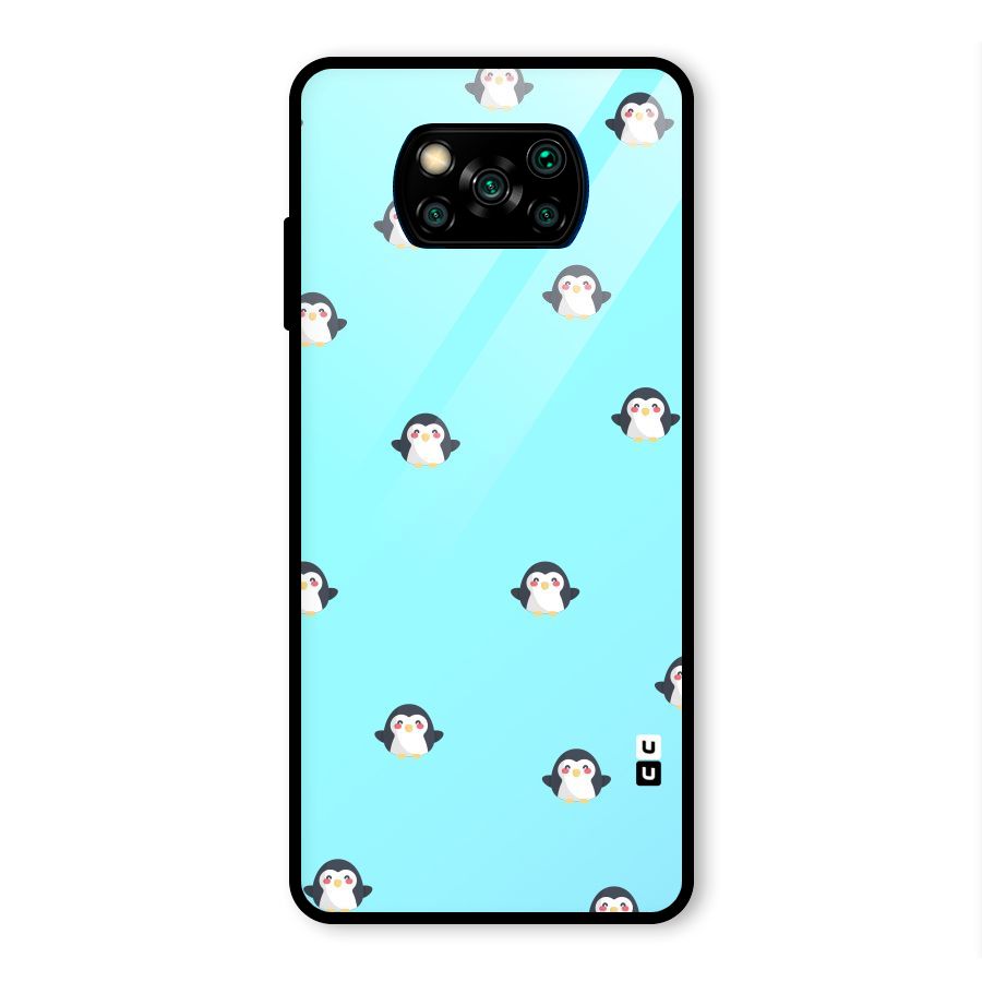 Penguins Pattern Print Glass Back Case for Poco X3 Pro
