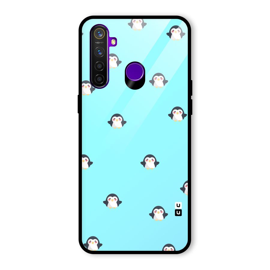 Penguins Pattern Print Glass Back Case for Realme 5 Pro