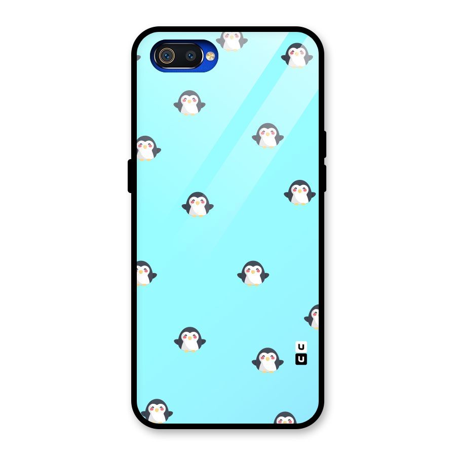 Penguins Pattern Print Glass Back Case for Realme C2
