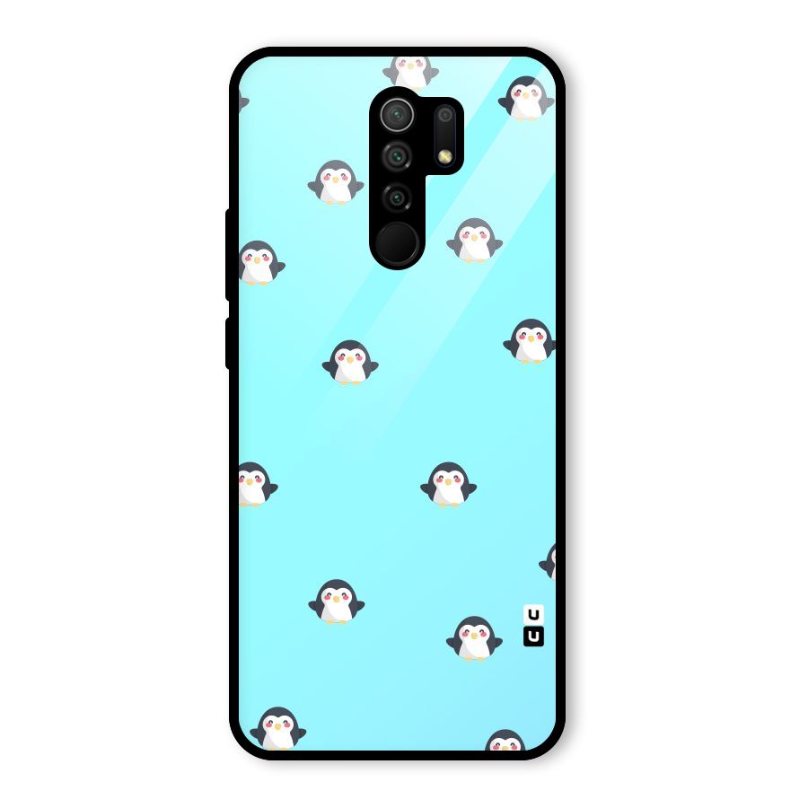 Penguins Pattern Print Glass Back Case for Redmi 9 Prime