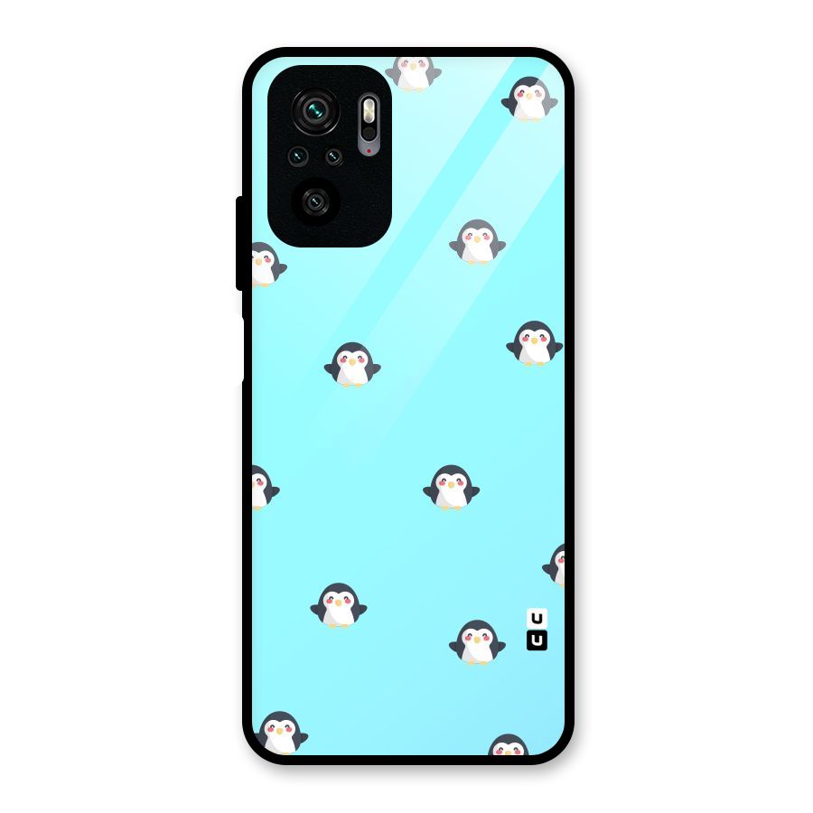 Penguins Pattern Print Glass Back Case for Redmi Note 10S