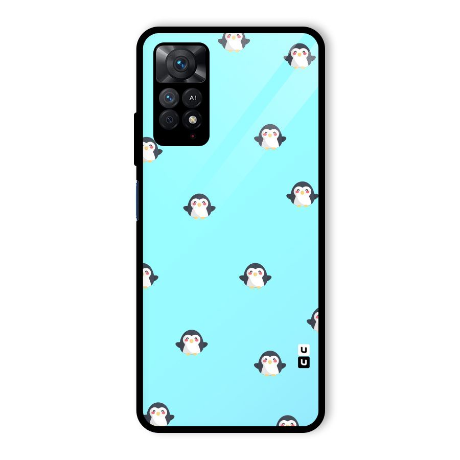 Penguins Pattern Print Glass Back Case for Redmi Note 11 Pro