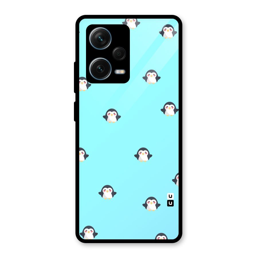Penguins Pattern Print Glass Back Case for Redmi Note 12 Pro Plus 5G
