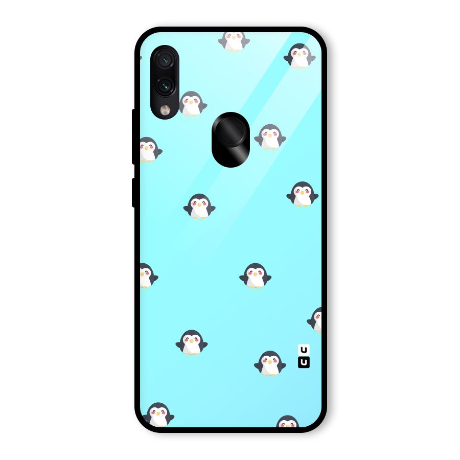 Penguins Pattern Print Glass Back Case for Redmi Note 7S