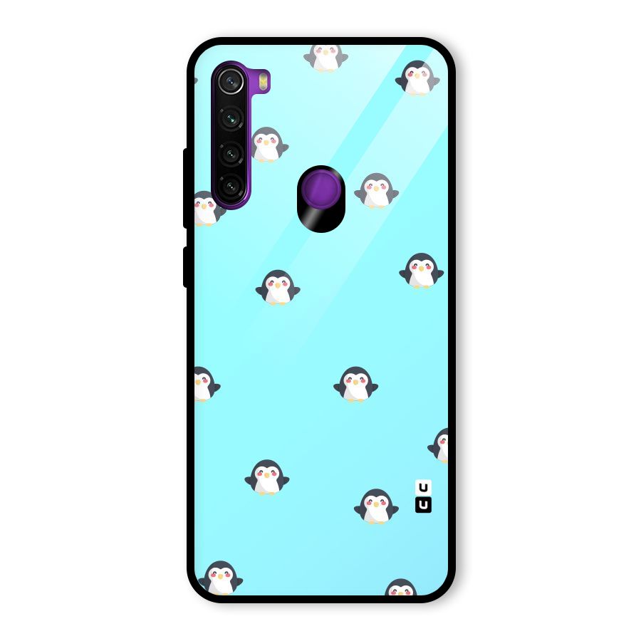Penguins Pattern Print Glass Back Case for Redmi Note 8