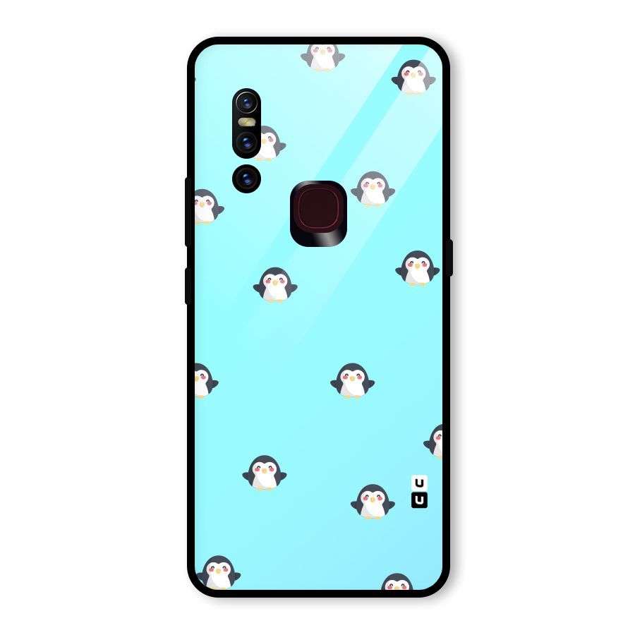 Penguins Pattern Print Glass Back Case for Vivo V15