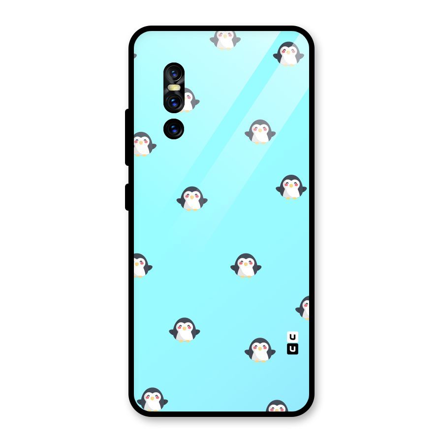 Penguins Pattern Print Glass Back Case for Vivo V15 Pro
