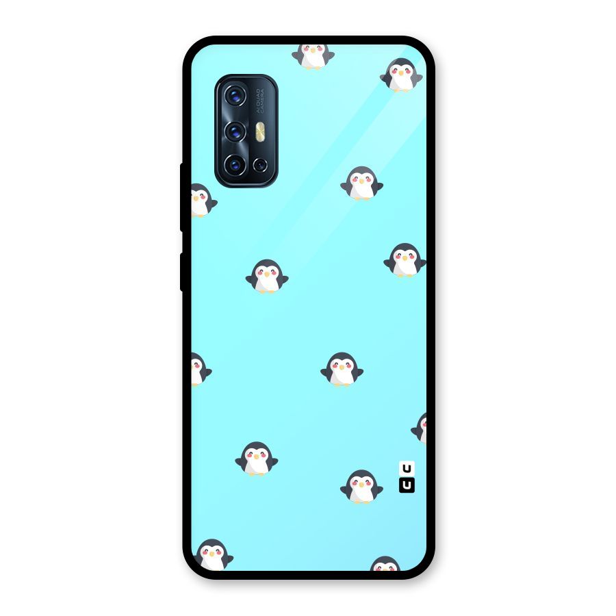 Penguins Pattern Print Glass Back Case for Vivo V17