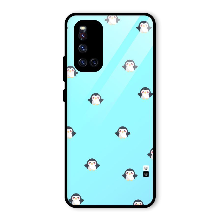 Penguins Pattern Print Glass Back Case for Vivo V19