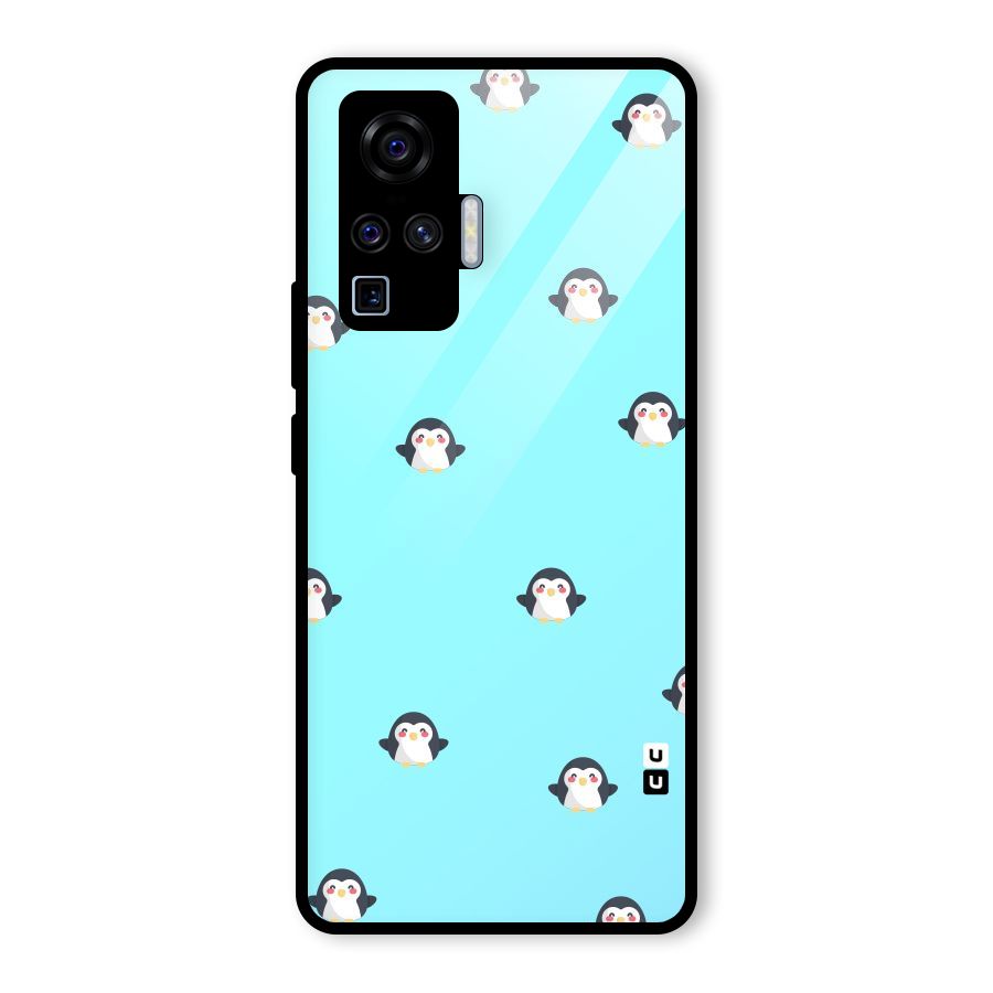 Penguins Pattern Print Glass Back Case for Vivo X50 Pro
