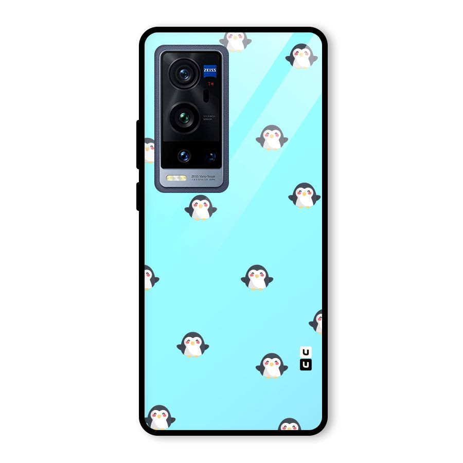 Penguins Pattern Print Glass Back Case for Vivo X60 Pro Plus