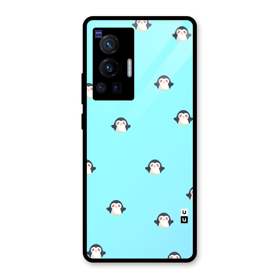 Penguins Pattern Print Glass Back Case for Vivo X70 Pro