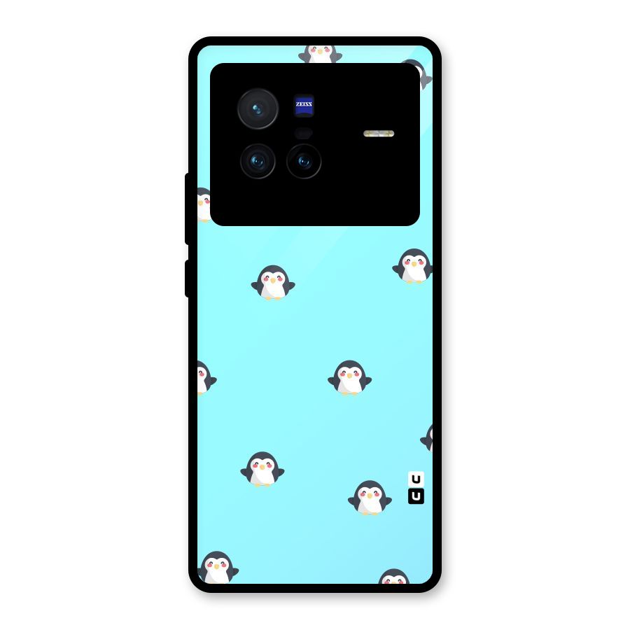 Penguins Pattern Print Glass Back Case for Vivo X80