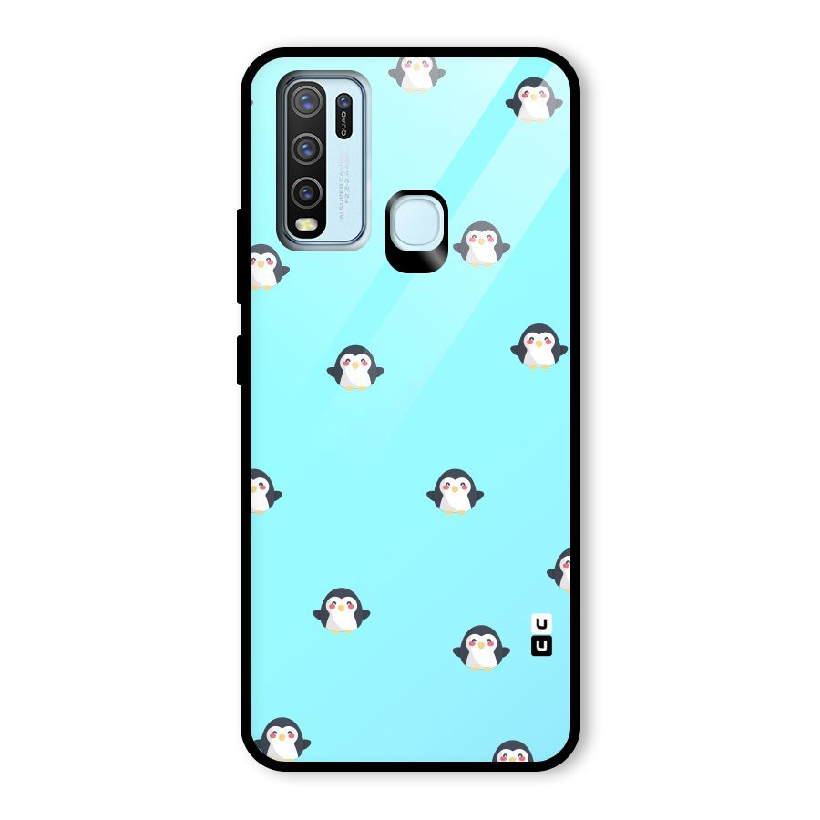Penguins Pattern Print Glass Back Case for Vivo Y30
