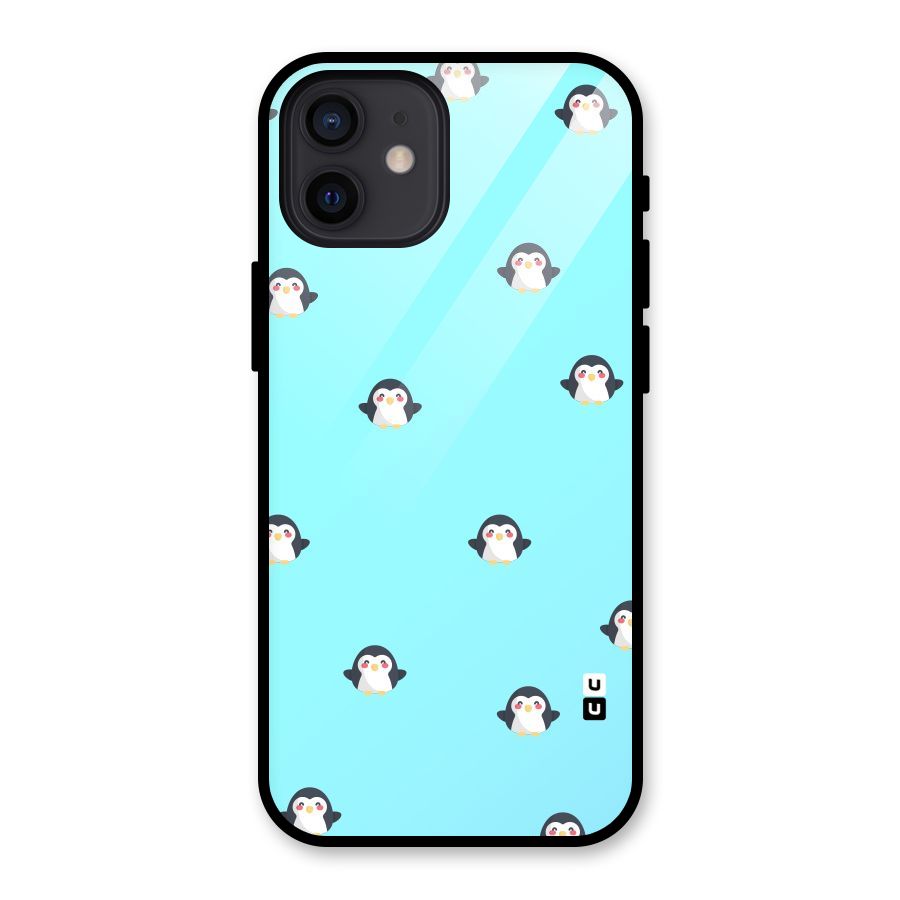 Penguins Pattern Print Glass Back Case for iPhone 12