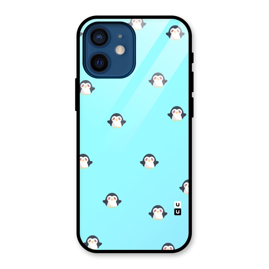 Penguins Pattern Print Glass Back Case for iPhone 12 Mini
