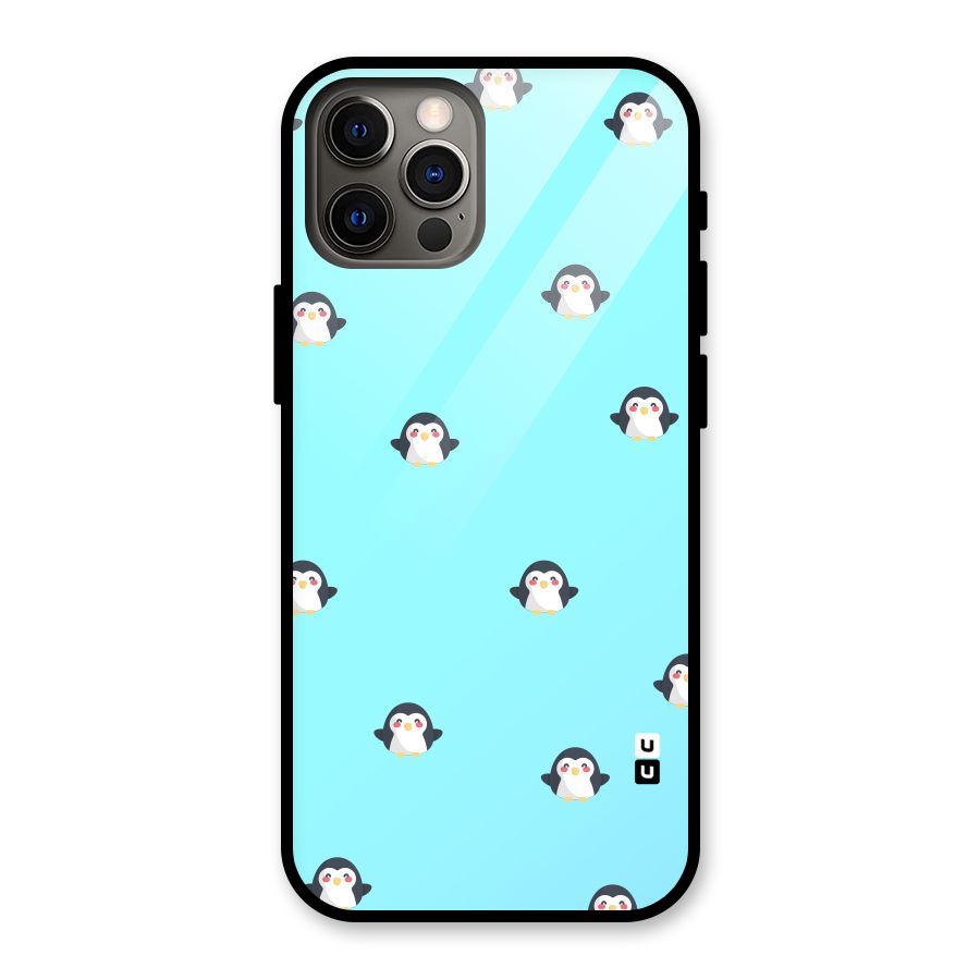 Penguins Pattern Print Glass Back Case for iPhone 12 Pro