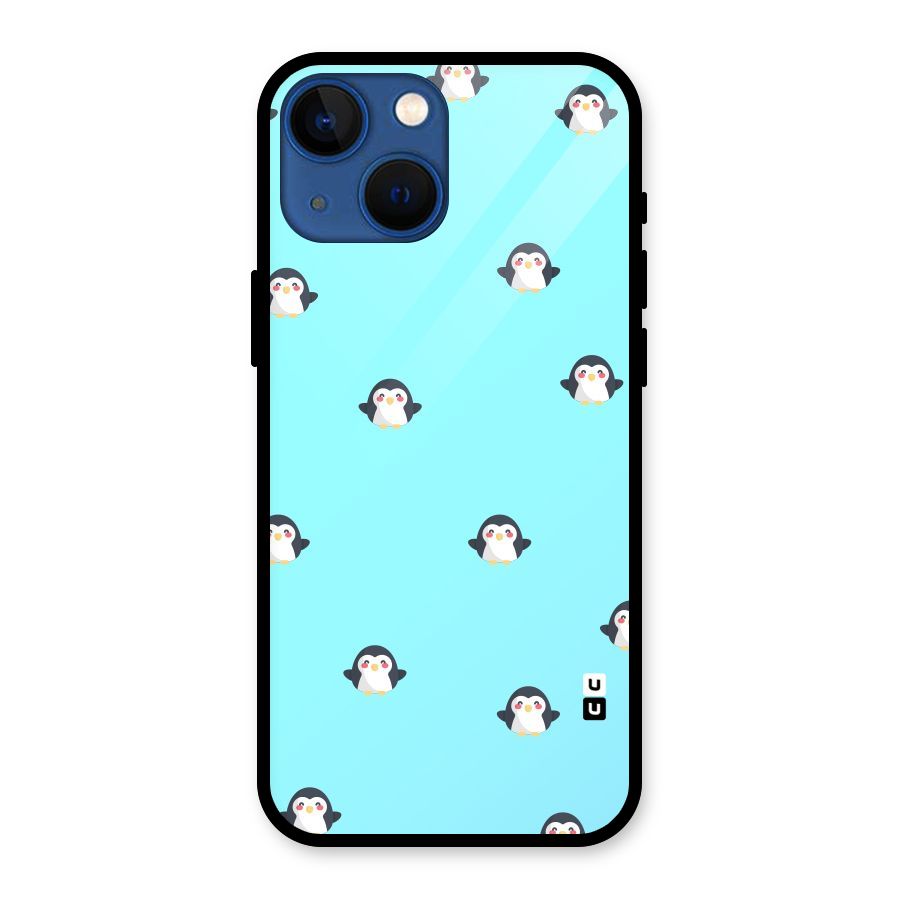 Penguins Pattern Print Glass Back Case for iPhone 13 Mini