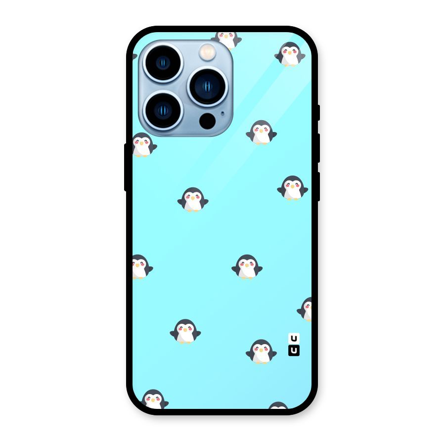 Penguins Pattern Print Glass Back Case for iPhone 13 Pro