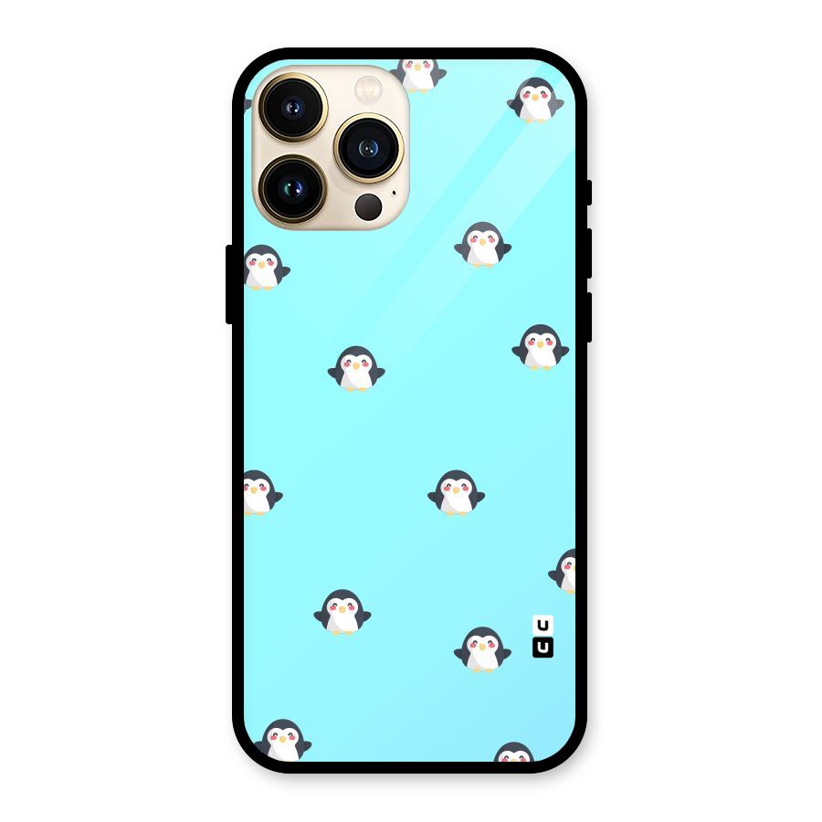 Penguins Pattern Print Glass Back Case for iPhone 13 Pro Max