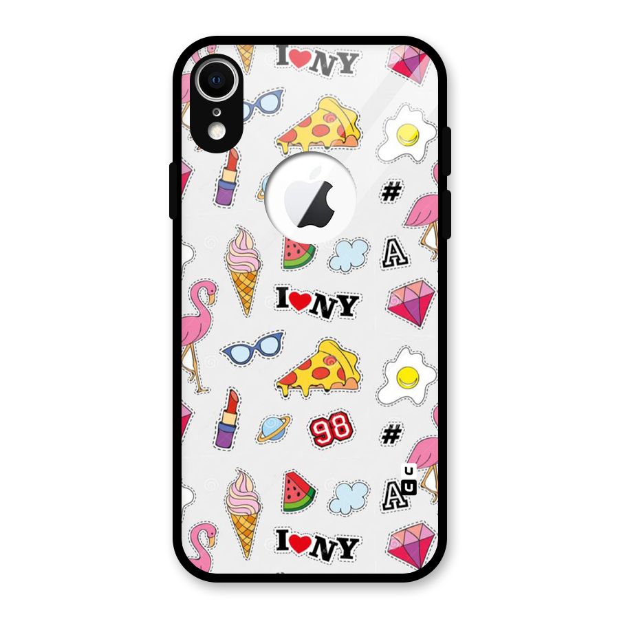 Personnel Quirk Glass Back Case for iPhone XR Logo Cut