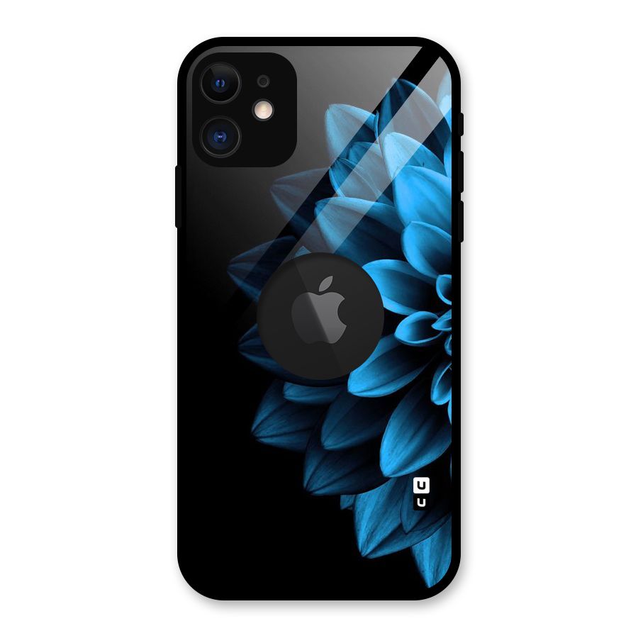 Petals In Blue Glass Back Case for iPhone 11 Logo Cut