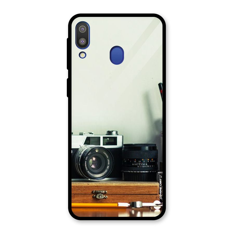 Photographer Desk Glass Back Case for Galaxy M20