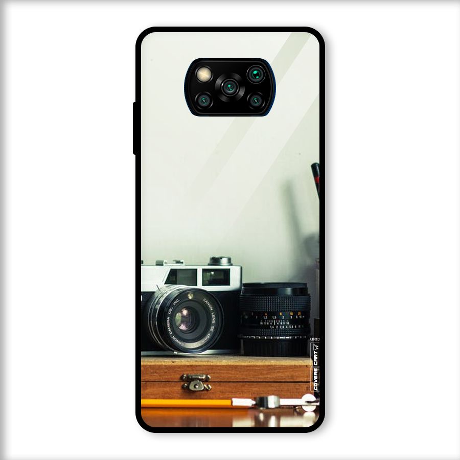 Photographer Desk Glass Back Case for Poco X3
