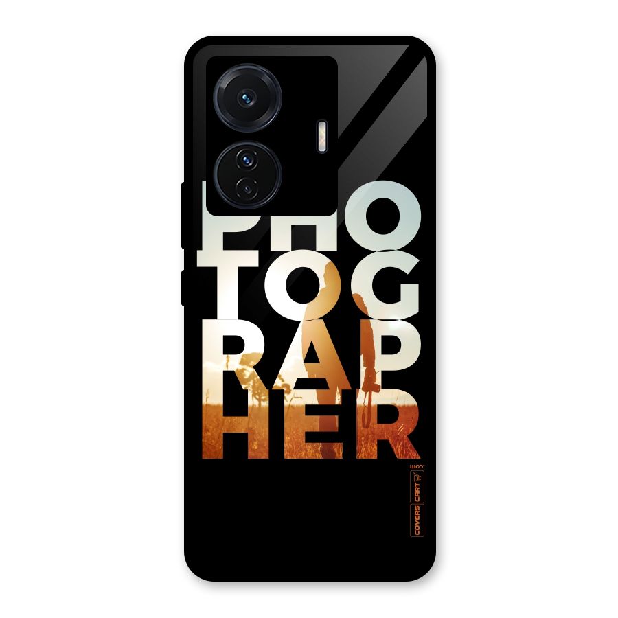 Photographer Typography Glass Back Case for Vivo T1 Pro