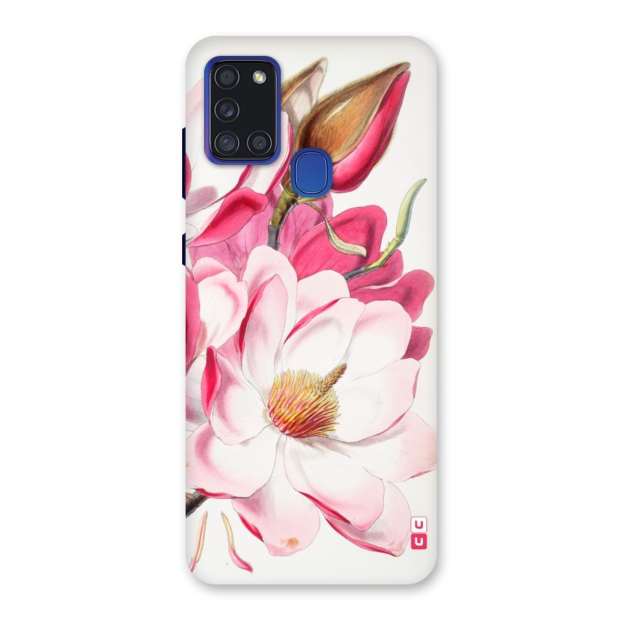 Pink Beautiful Flower Back Case for Galaxy A21s