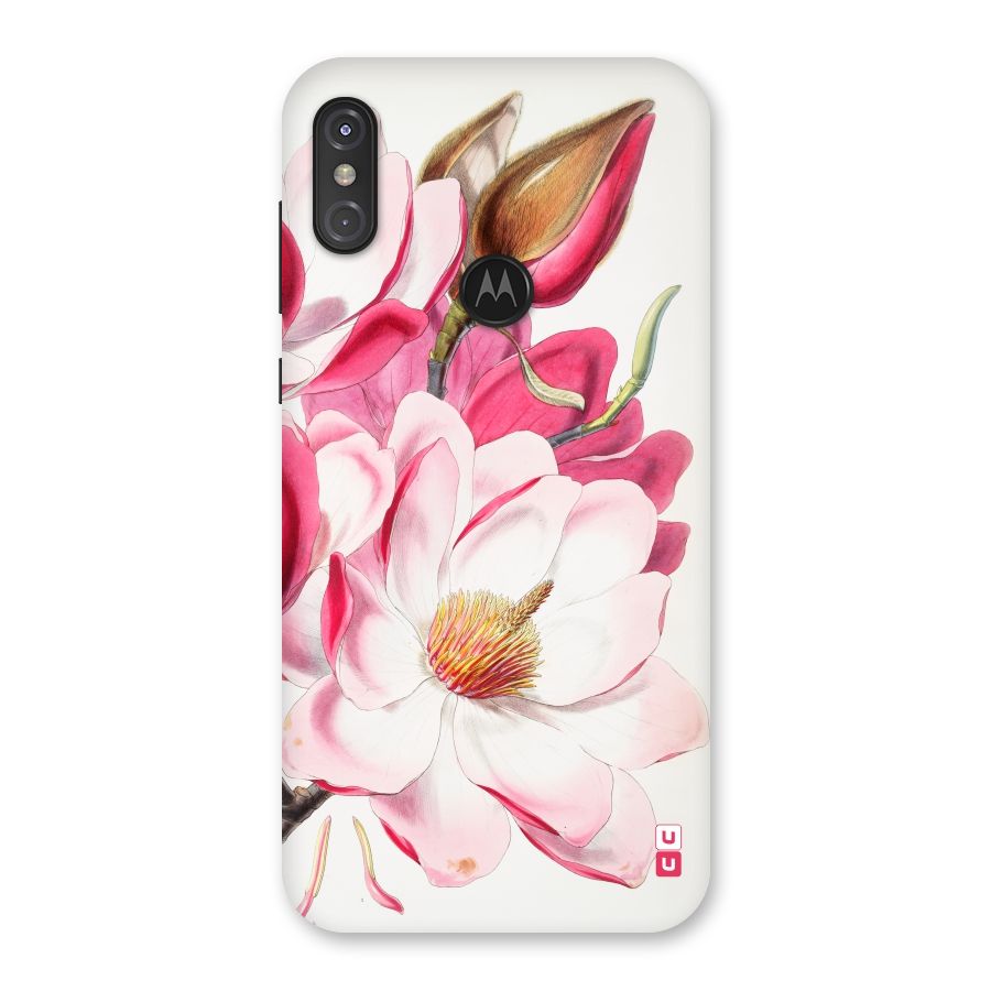 Pink Beautiful Flower Back Case for Motorola One Power