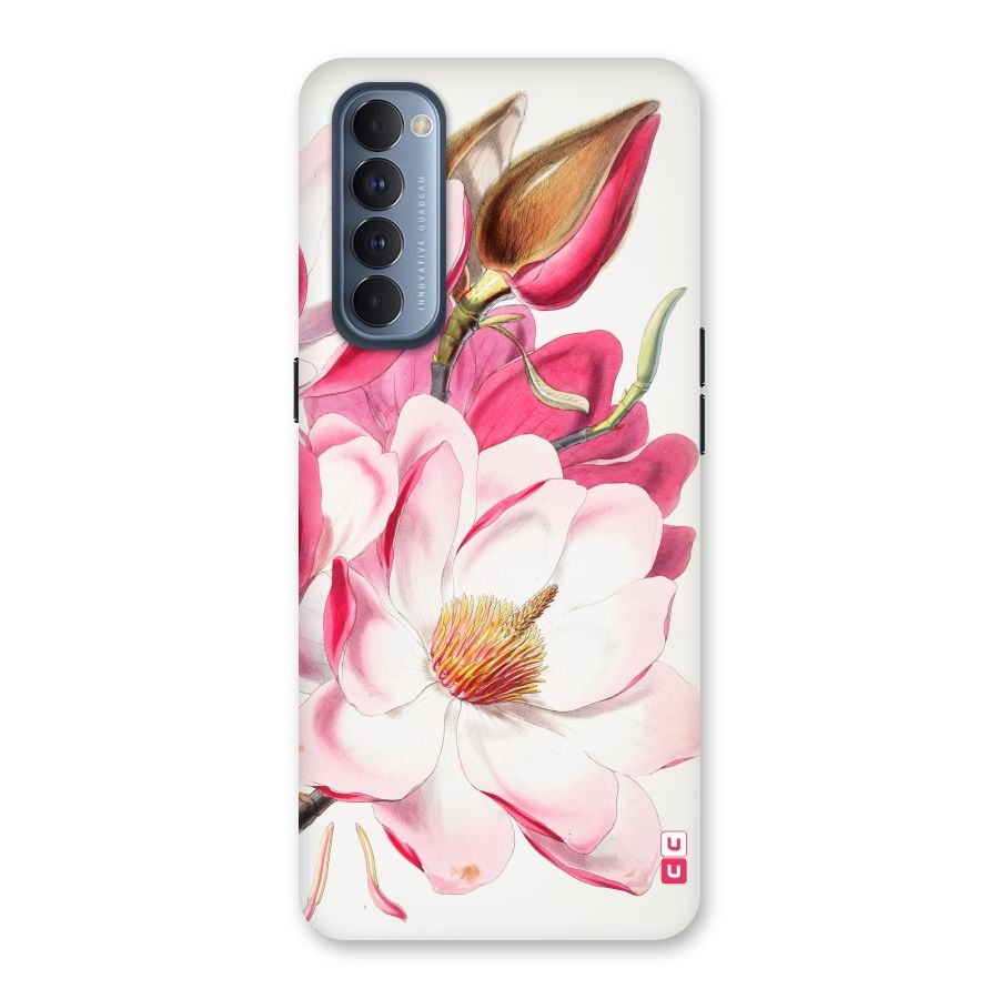 Pink Beautiful Flower Back Case for Reno4 Pro