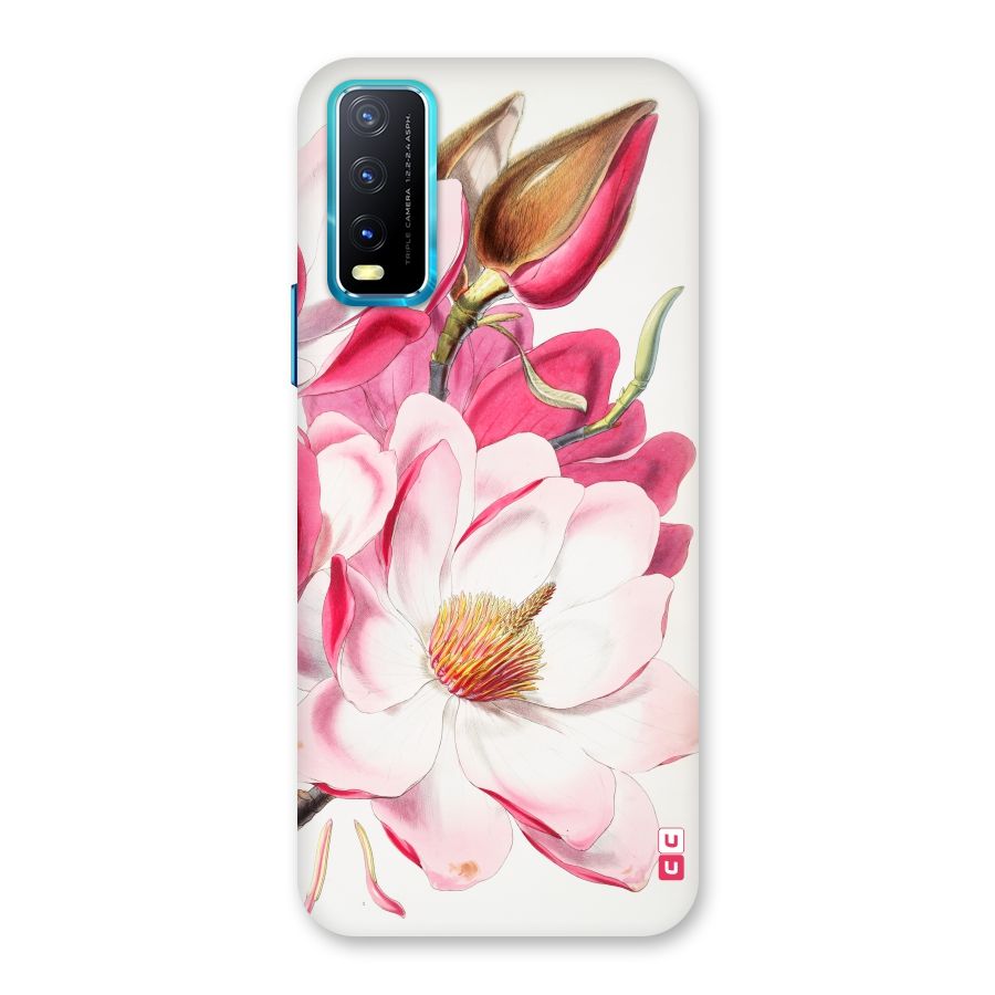 Pink Beautiful Flower Back Case for Vivo Y20