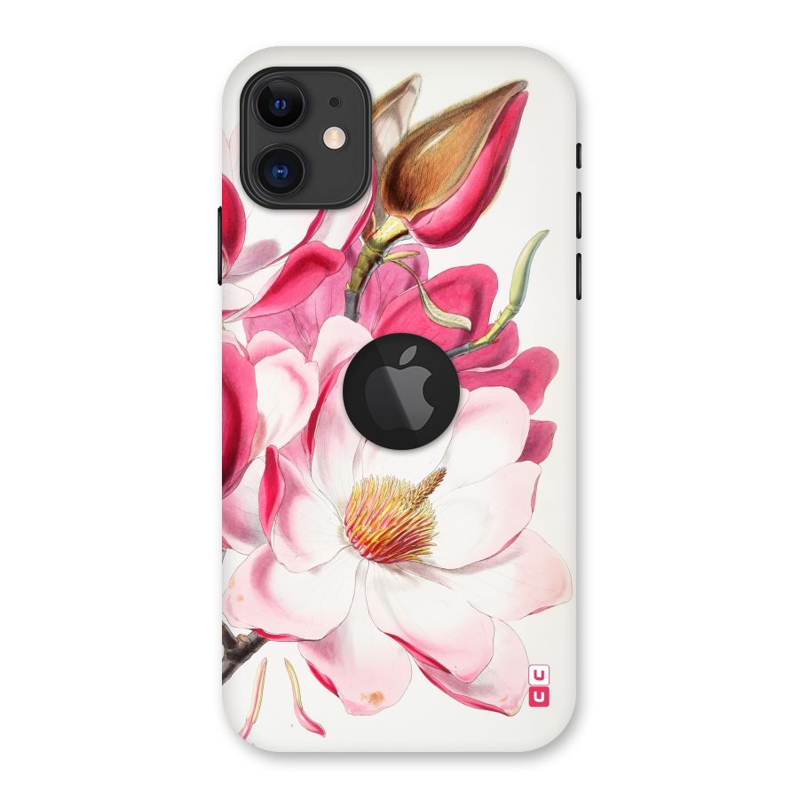 Pink Beautiful Flower Back Case for iPhone 11 Logo Cut