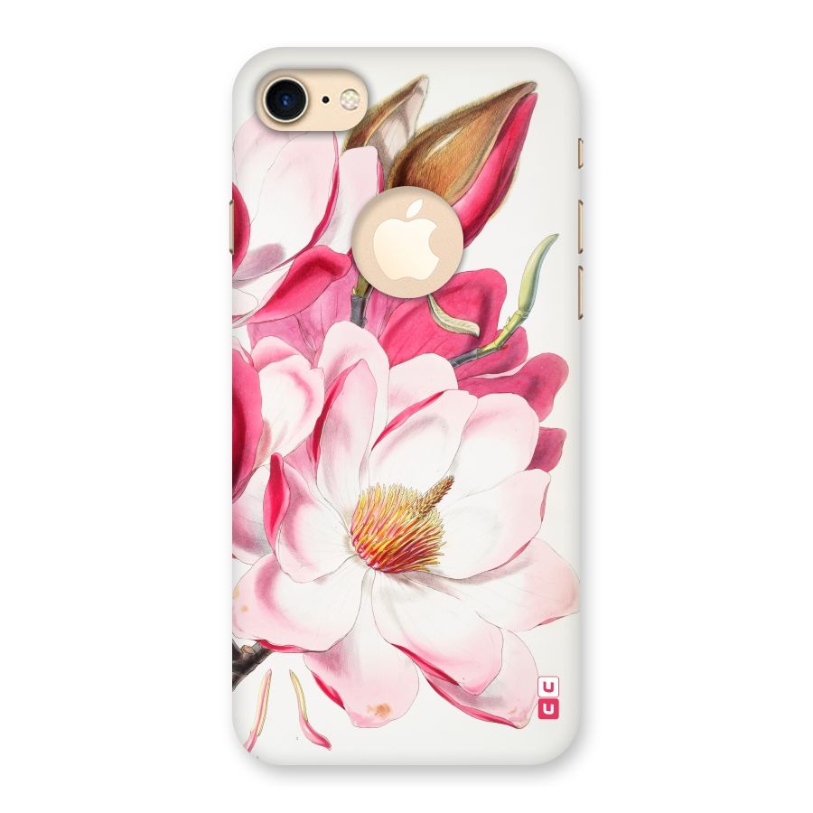 Pink Beautiful Flower Back Case for iPhone 7 Logo Cut