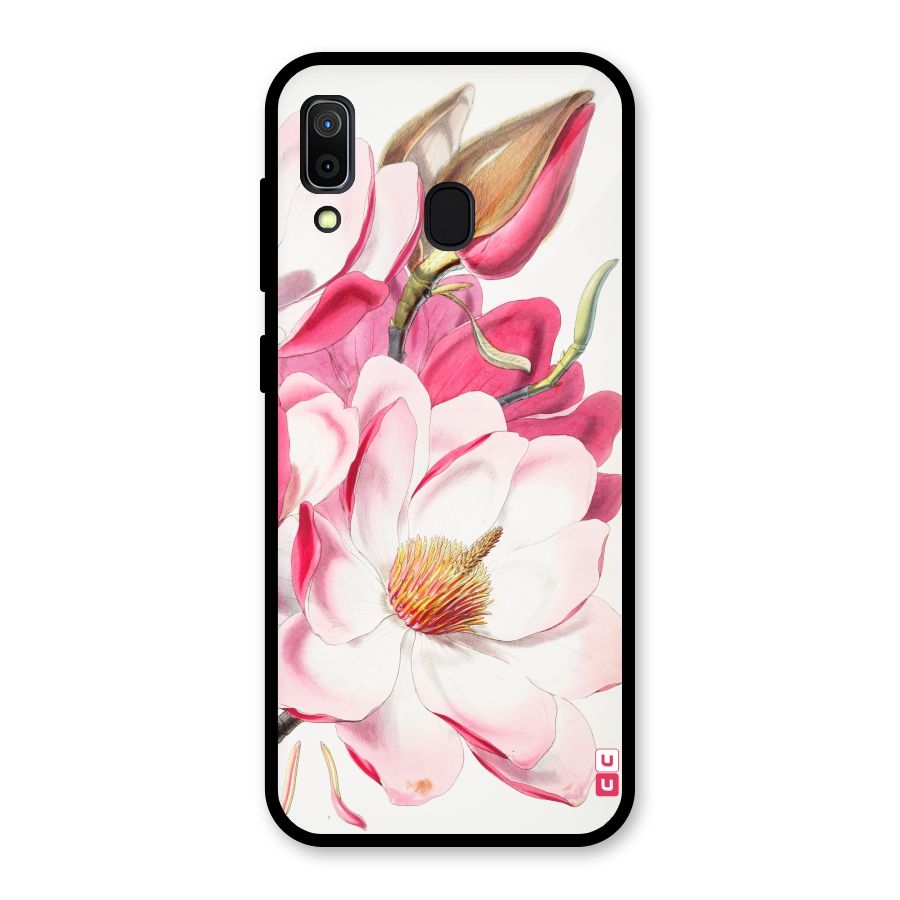 Pink Beautiful Flower Glass Back Case for Galaxy A30