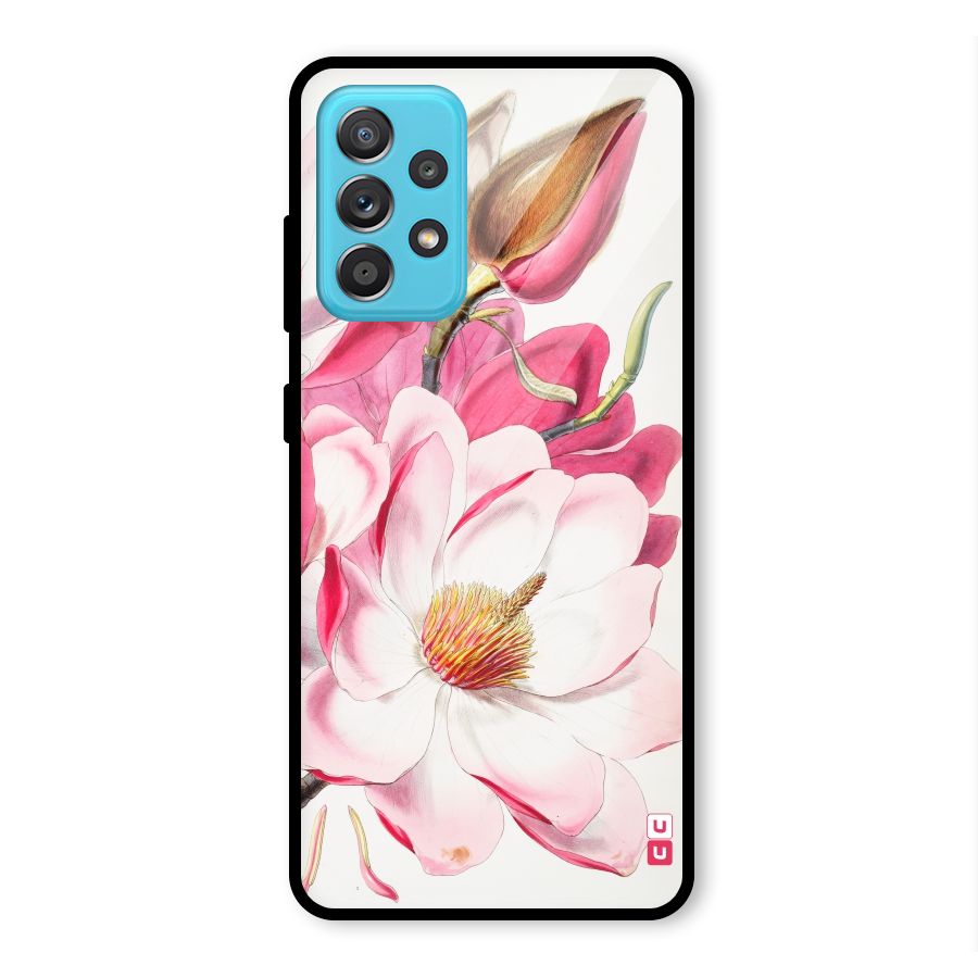 Pink Beautiful Flower Glass Back Case for Galaxy A52s 5G