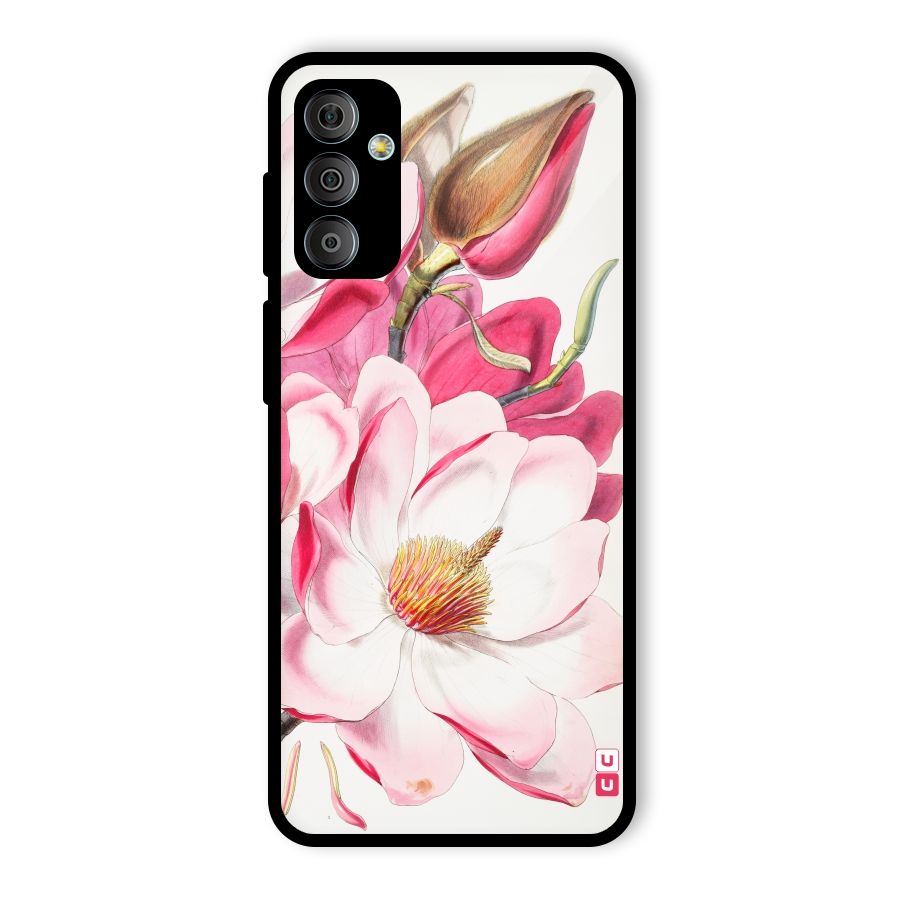 Pink Beautiful Flower Glass Back Case for Galaxy F23