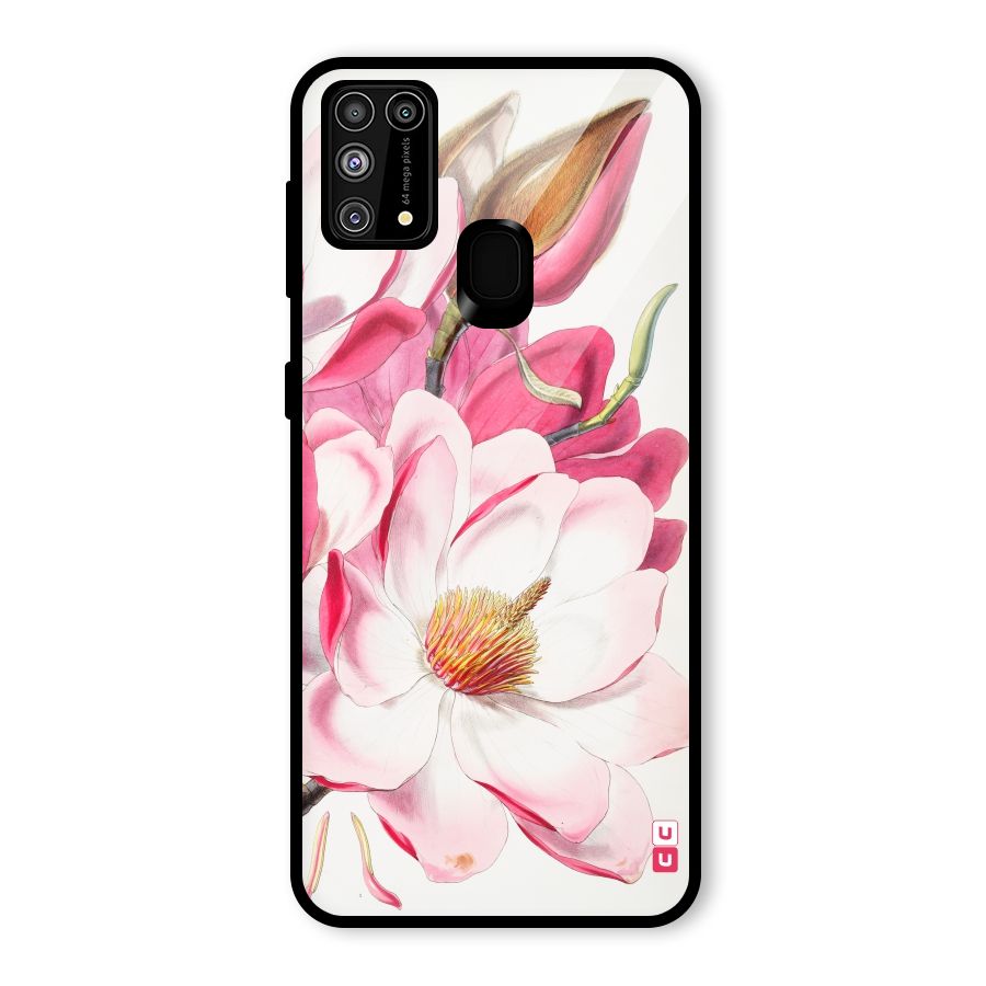 Pink Beautiful Flower Glass Back Case for Galaxy F41