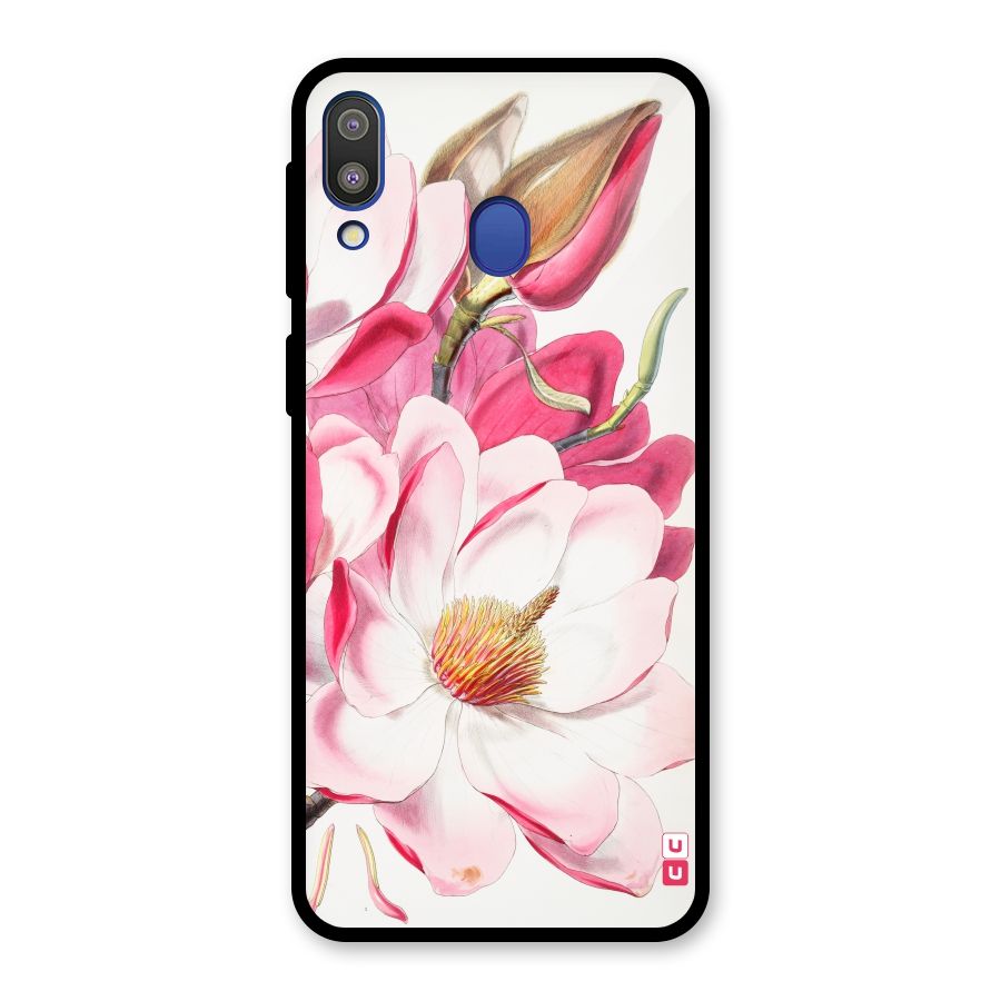 Pink Beautiful Flower Glass Back Case for Galaxy M20