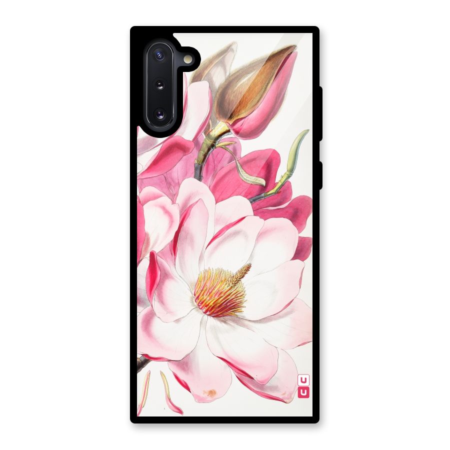 Pink Beautiful Flower Glass Back Case for Galaxy Note 10