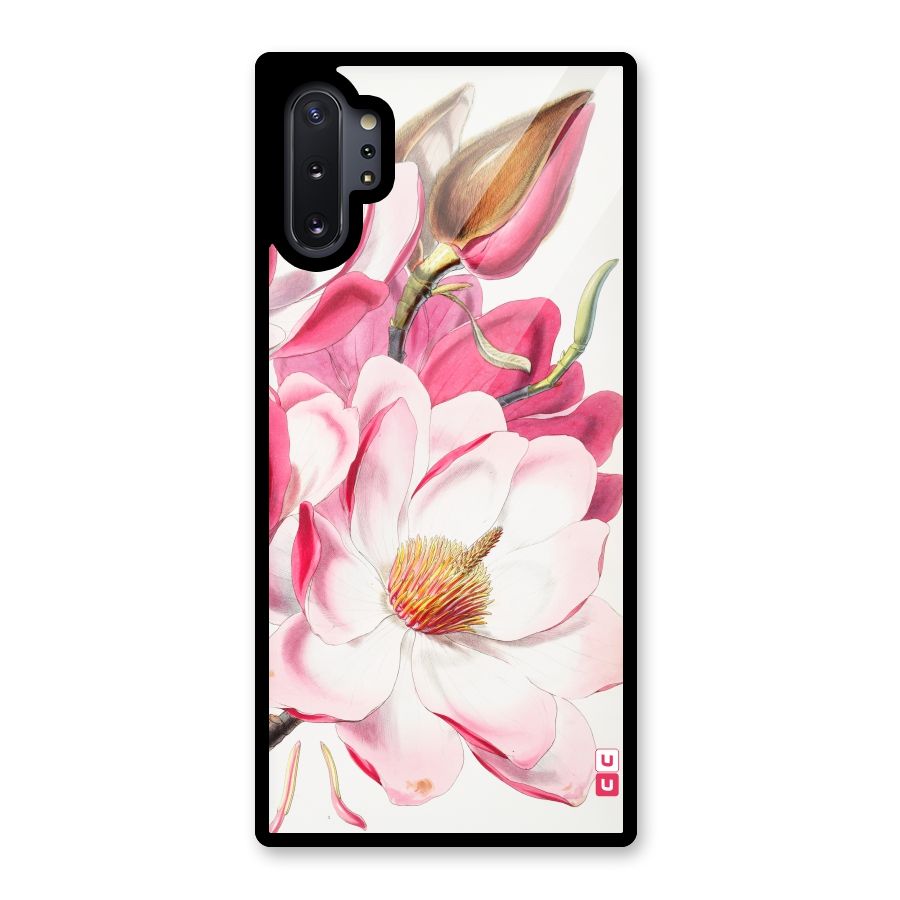 Pink Beautiful Flower Glass Back Case for Galaxy Note 10 Plus