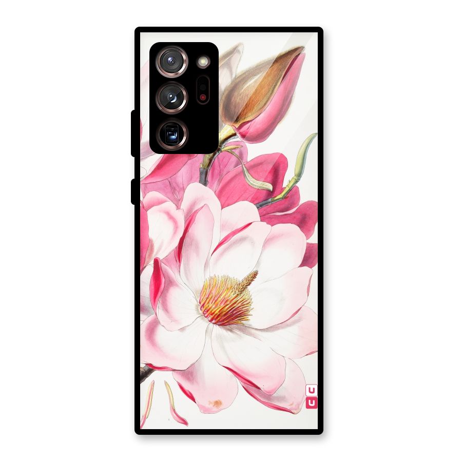 Pink Beautiful Flower Glass Back Case for Galaxy Note 20 Ultra