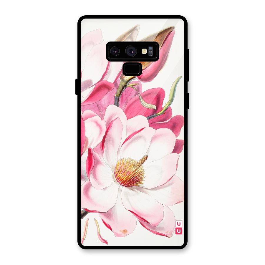 Pink Beautiful Flower Glass Back Case for Galaxy Note 9