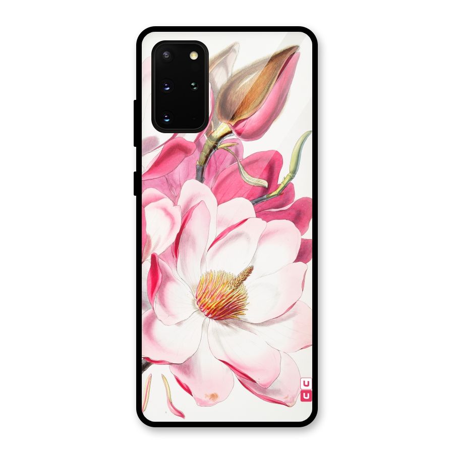 Pink Beautiful Flower Glass Back Case for Galaxy S20 Plus