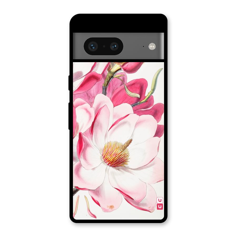 Pink Beautiful Flower Glass Back Case for Google Pixel 7