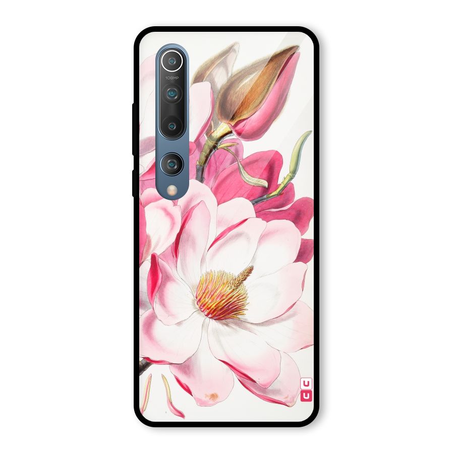 Pink Beautiful Flower Glass Back Case for Mi 10