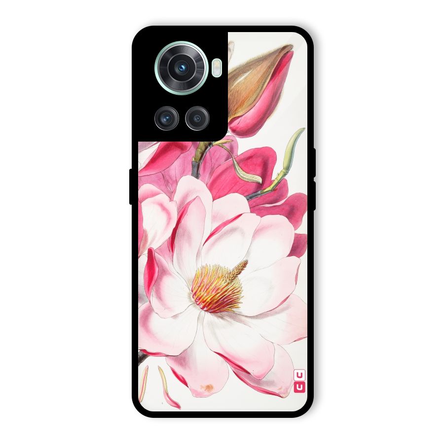 Pink Beautiful Flower Glass Back Case for OnePlus 10R